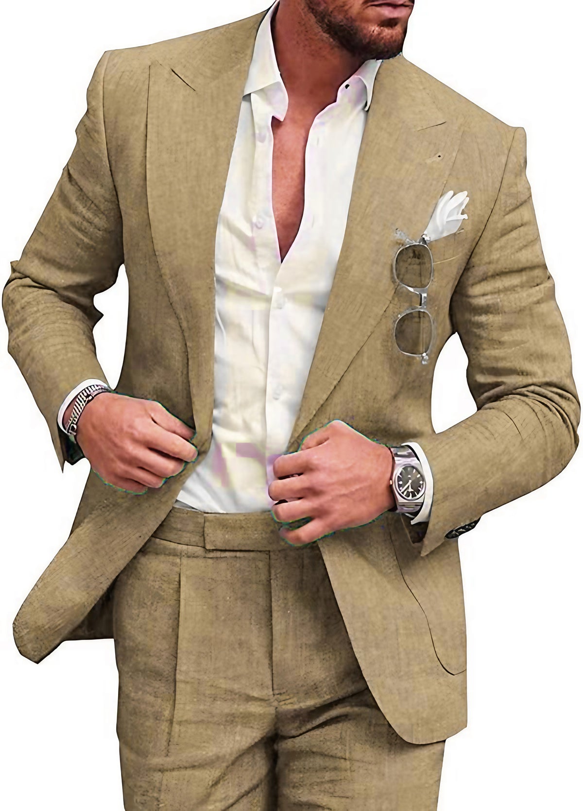 Costume léger homme coupe ajustée, dix coloris, du S au 2XL, kaki