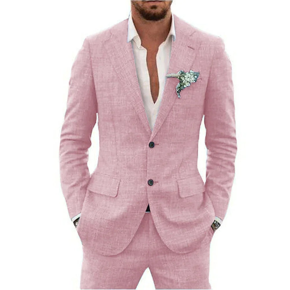 Costume léger homme coupe ajustée, dix coloris, du S au 2XL, rose