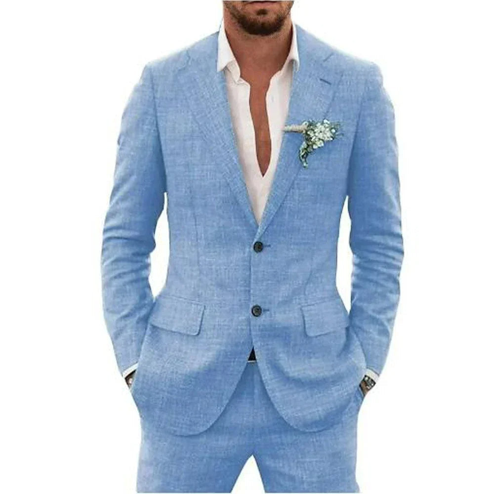 Costume léger homme coupe ajustée, dix coloris, du S au 2XL, bleu clair