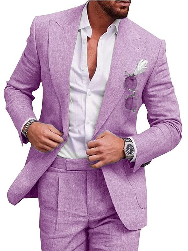 Costume léger homme coupe ajustée, dix coloris, du S au 2XL, violet clair