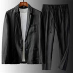Costume homme d'été en tissu léger, noir, kaki ou blanc, noir