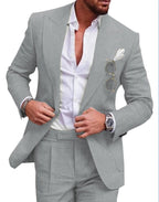 Costume deux pièces homme pour mariage, du S au 5XL, gris clair