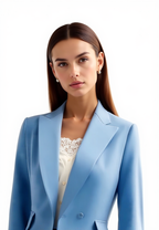 Tailleur pantalon femme 2 pièces, blazer et pantalon droit