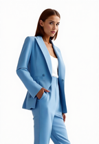 Tailleur pantalon femme 2 pièces, blazer et pantalon droit