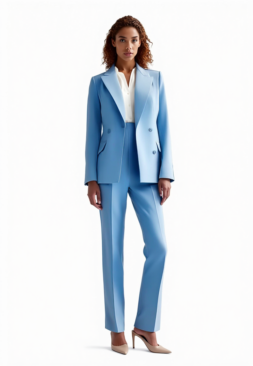 Tailleur pantalon femme 2 pièces, blazer et pantalon droit