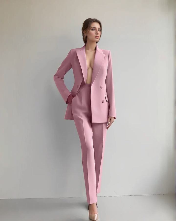 Tailleur pantalon femme 2 pièces, blazer et pantalon droit