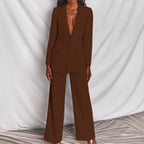 Tailleur pantalon femme, blazer et pantalon, sept coloris, marron