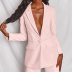Tailleur pantalon femme, blazer et pantalon, sept coloris, rose clair