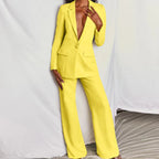 Tailleur pantalon femme, blazer et pantalon, sept coloris, jaune