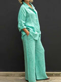 Ensemble tailleur femme en coton et lin, du S au 5XL, vert