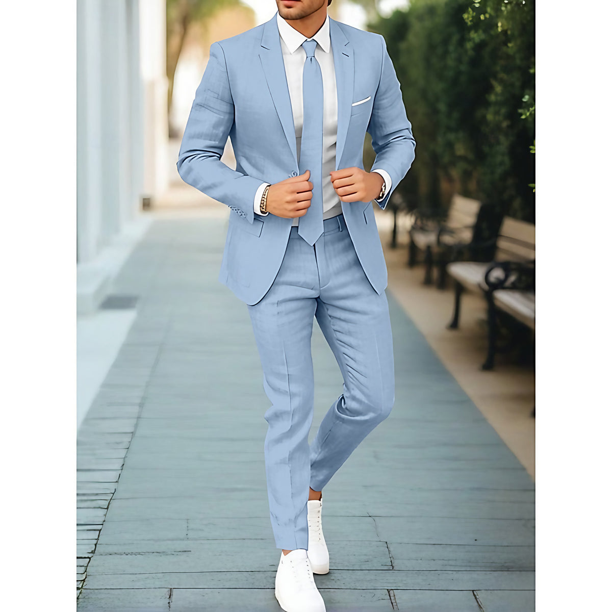 Costume homme deux pièces décontracté, huit coloris, bleu céleste
