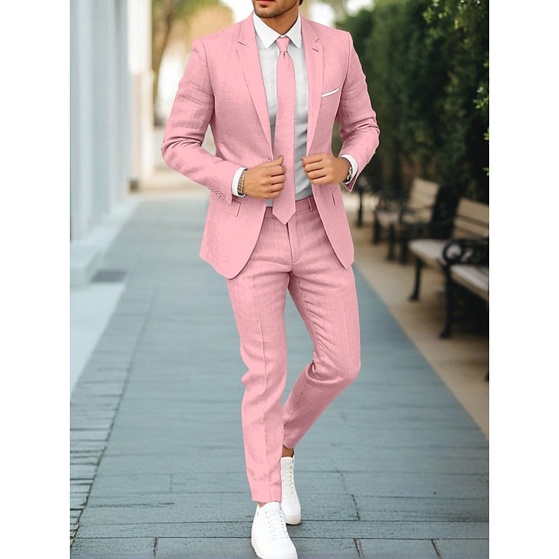Costume homme deux pièces décontracté, huit coloris, rose