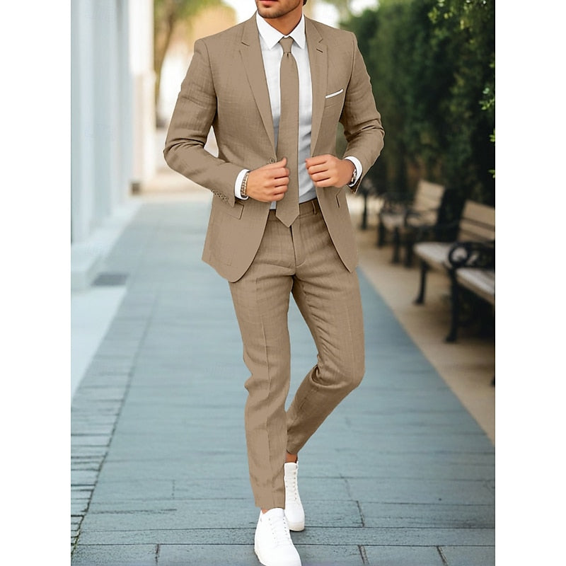 Costume homme deux pièces décontracté, huit coloris, kaki foncé