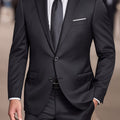 Costume homme deux pièces, veste à col revers et pantalon, noir