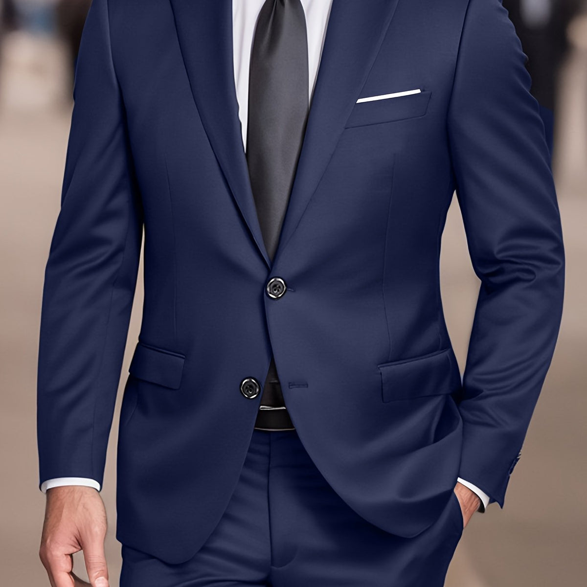 Costume homme deux pièces, veste à col revers et pantalon, bleu