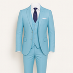 Costume homme 3 pièces, veste, gilet et pantalon, neuf coloris, bleu clair