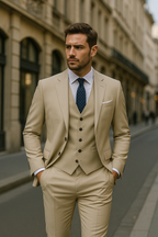 Costume homme 3 pièces, veste, gilet et pantalon, neuf coloris