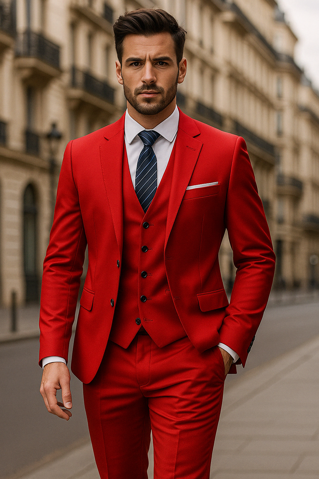 Costume homme 3 pièces, veste, gilet et pantalon, neuf coloris