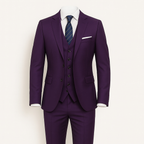 Costume homme 3 pièces, veste, gilet et pantalon, neuf coloris, pourpre
