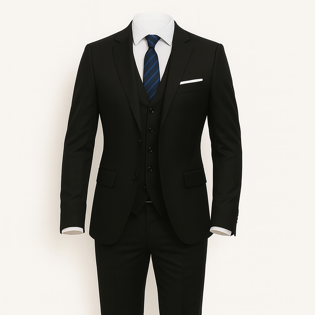 Costume homme 3 pièces, veste, gilet et pantalon, neuf coloris, noir
