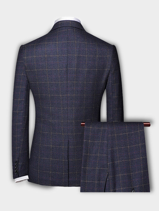 Costume trois pièces homme à carreaux, veste, gilet et pantalon