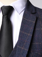 Costume 3 pièces homme à carreaux, coupe ajustée, du XS au 2XL