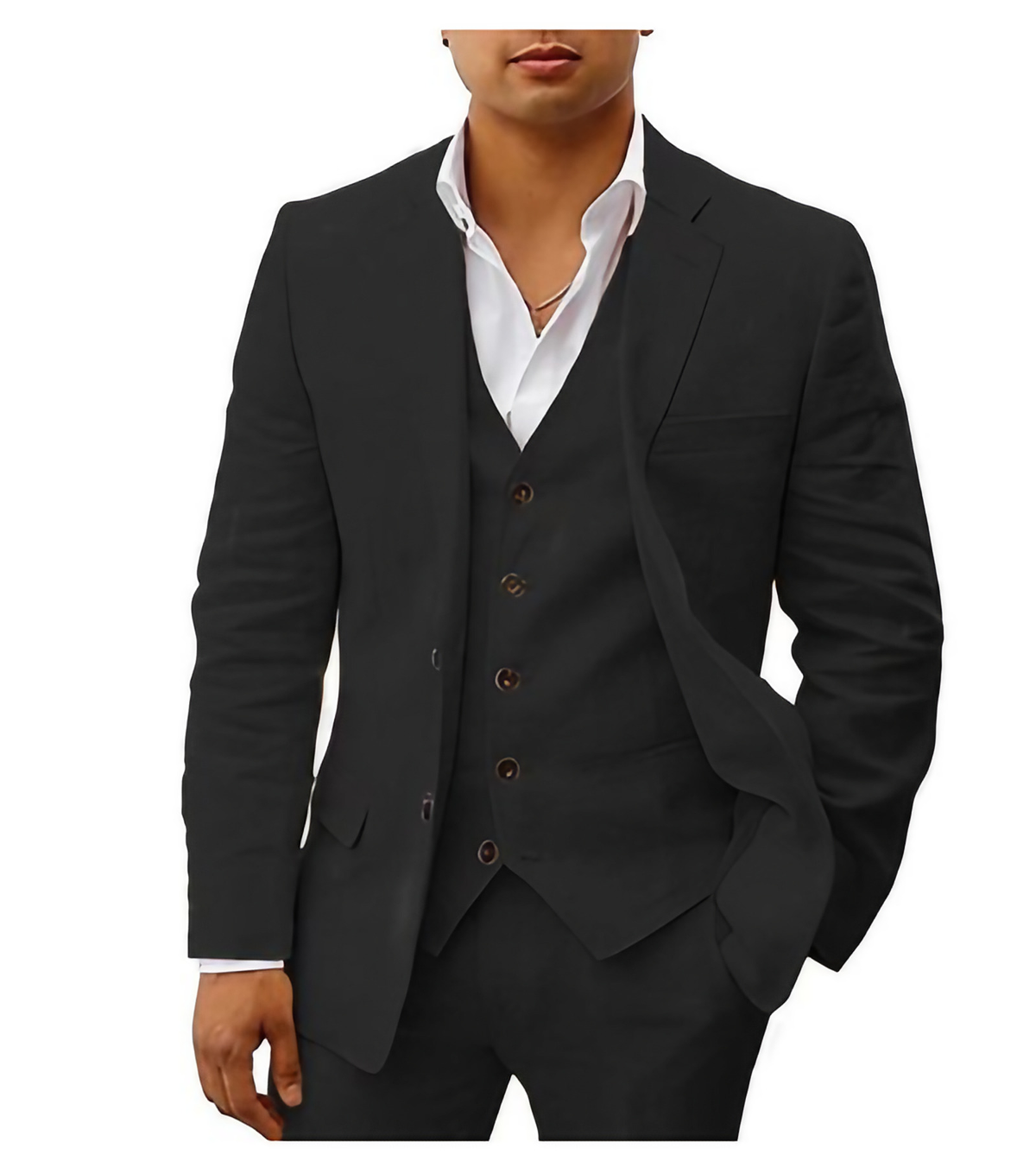 Costume de mariage d'été homme 3 pièces, dix coloris, noir