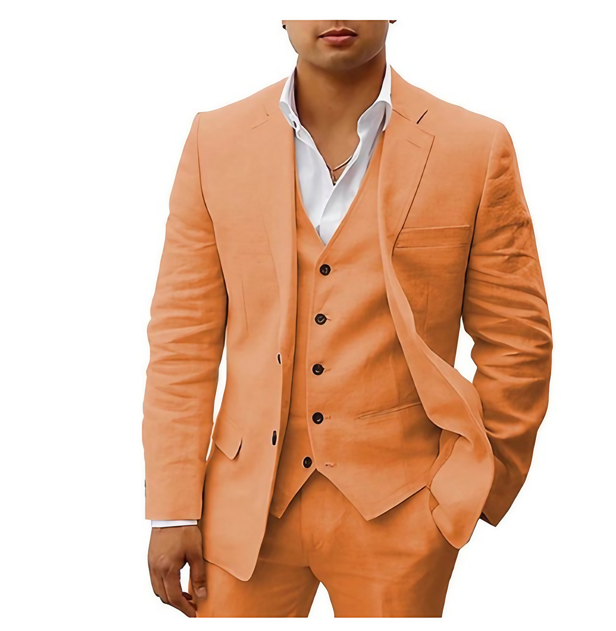 Costume de mariage d'été homme 3 pièces, dix coloris, orange
