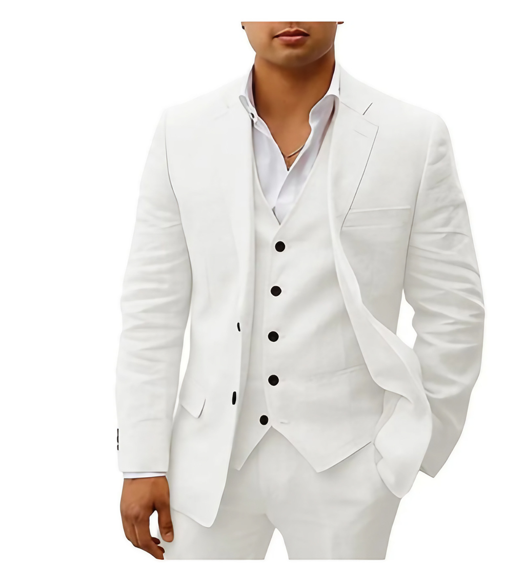 Costume de mariage d'été homme 3 pièces, dix coloris, blanc