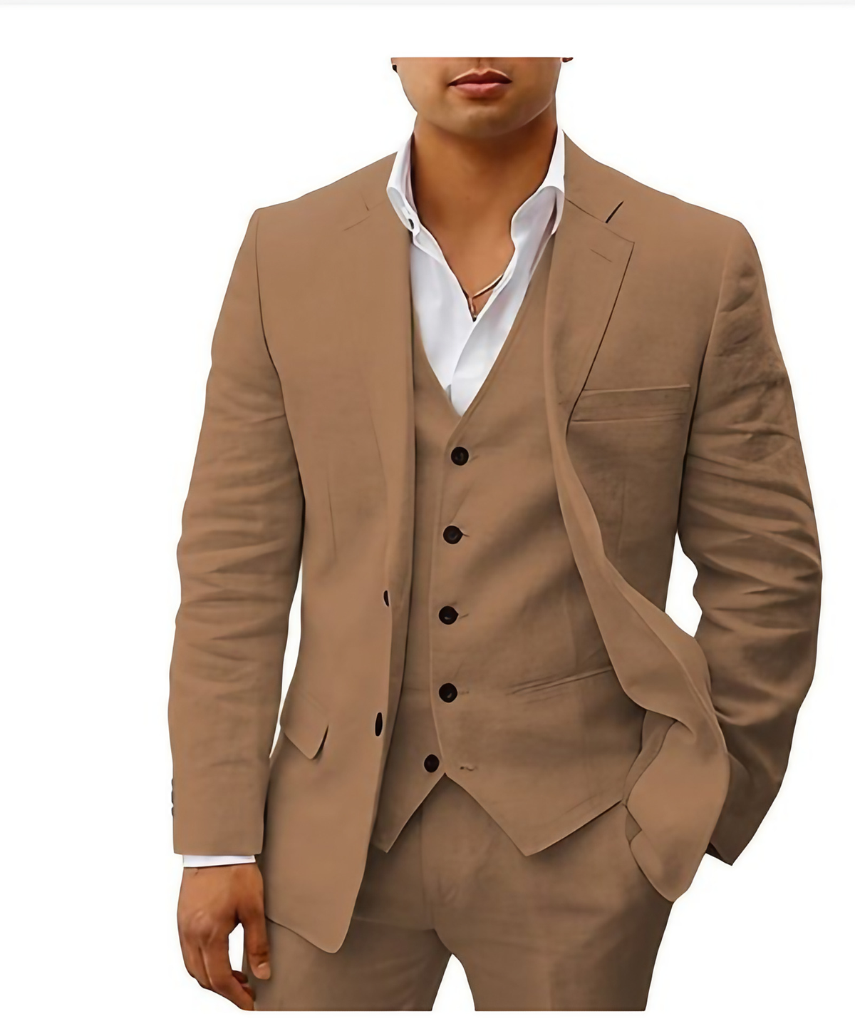 Costume de mariage d'été homme 3 pièces, dix coloris, marron