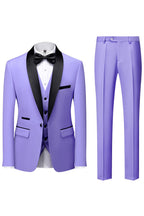 Costume homme avec veste, pantalon et écharpe assortie, onze coloris, lila