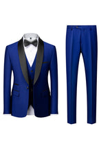 Costume homme avec veste, pantalon et écharpe assortie, onze coloris, bleu roi