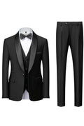 Costume homme avec veste, pantalon et écharpe assortie, onze coloris, noir