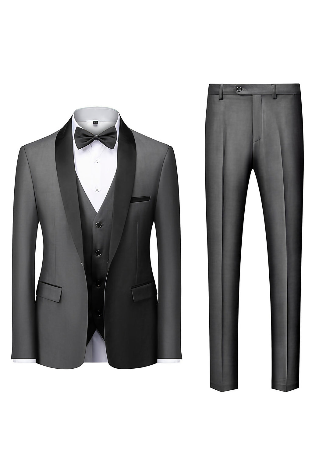 Costume homme avec veste, pantalon et écharpe assortie, onze coloris, gris