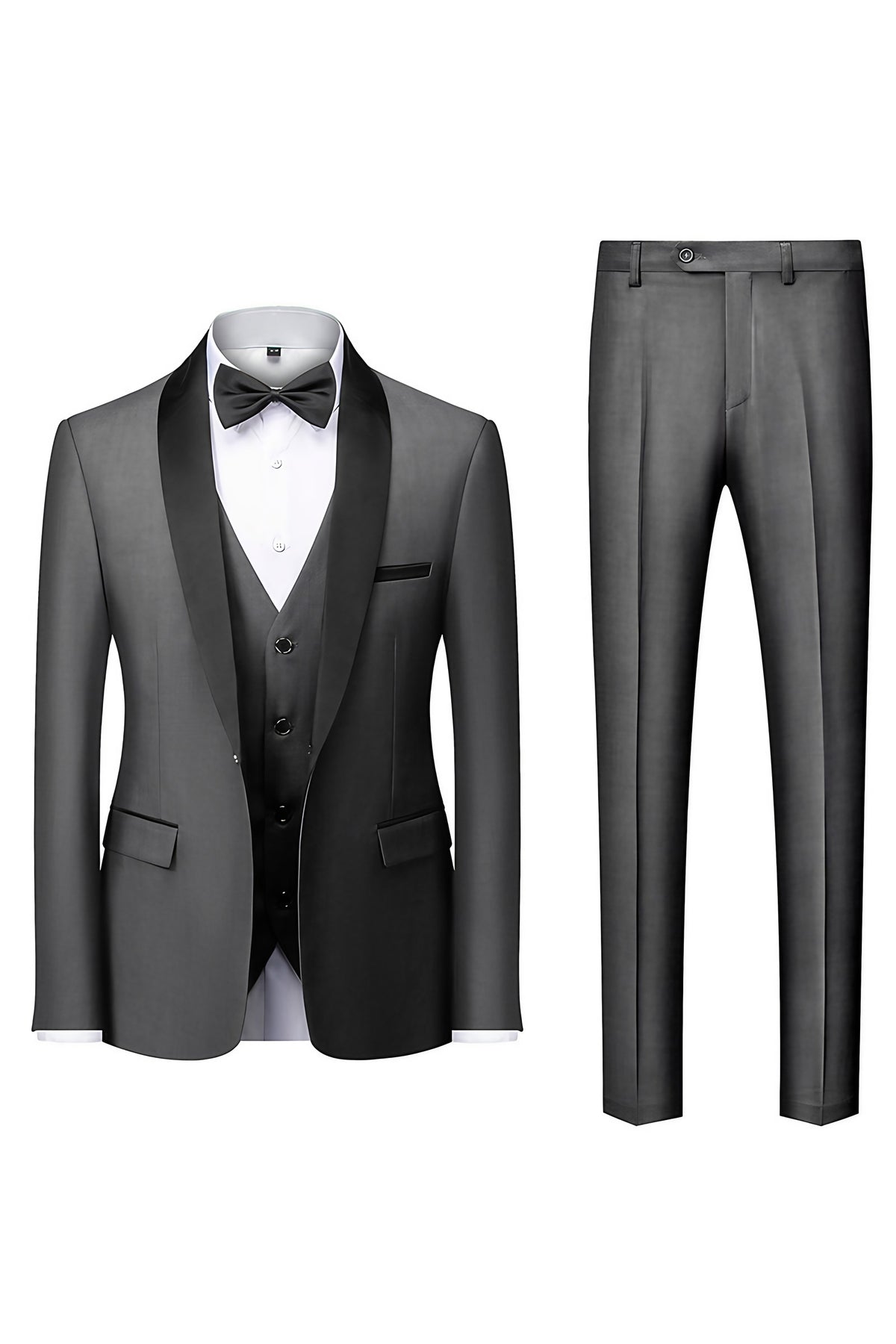 Costume homme avec veste, pantalon et écharpe assortie, onze coloris, gris