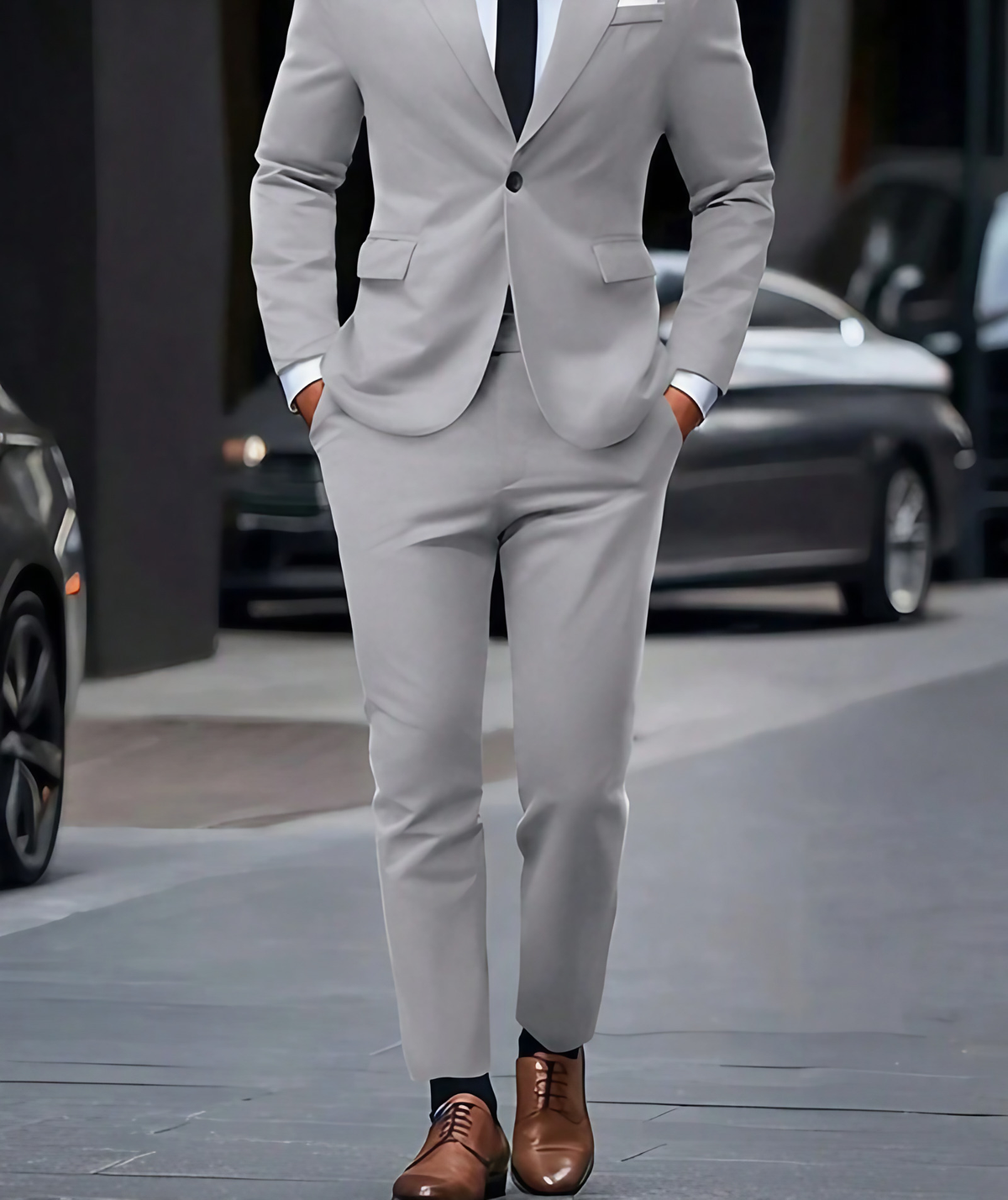 Costume homme deux pièces, veste structurée et pantalon, 13 coloris, gris clair