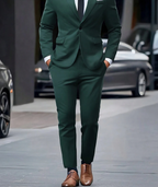 Costume homme deux pièces, veste structurée et pantalon, 13 coloris, vert foncé