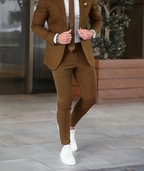 Costume homme deux pièces, veste structurée et pantalon, 13 coloris, café