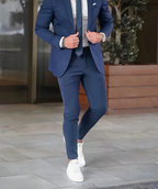 Costume homme deux pièces, veste structurée et pantalon, 13 coloris, bleu marine