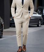Costume homme deux pièces, veste structurée et pantalon, 13 coloris, beige