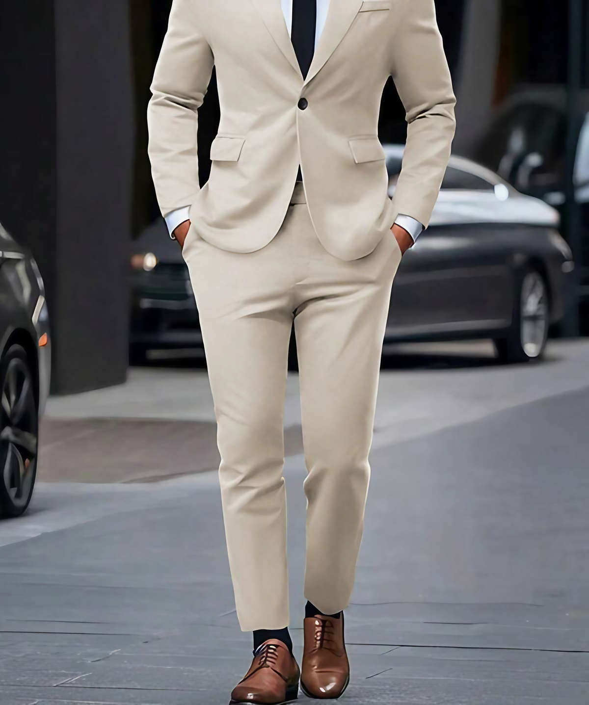 Costume homme deux pièces, veste structurée et pantalon, 13 coloris, beige