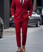 Costume homme deux pièces, veste structurée et pantalon, 13 coloris, rouge