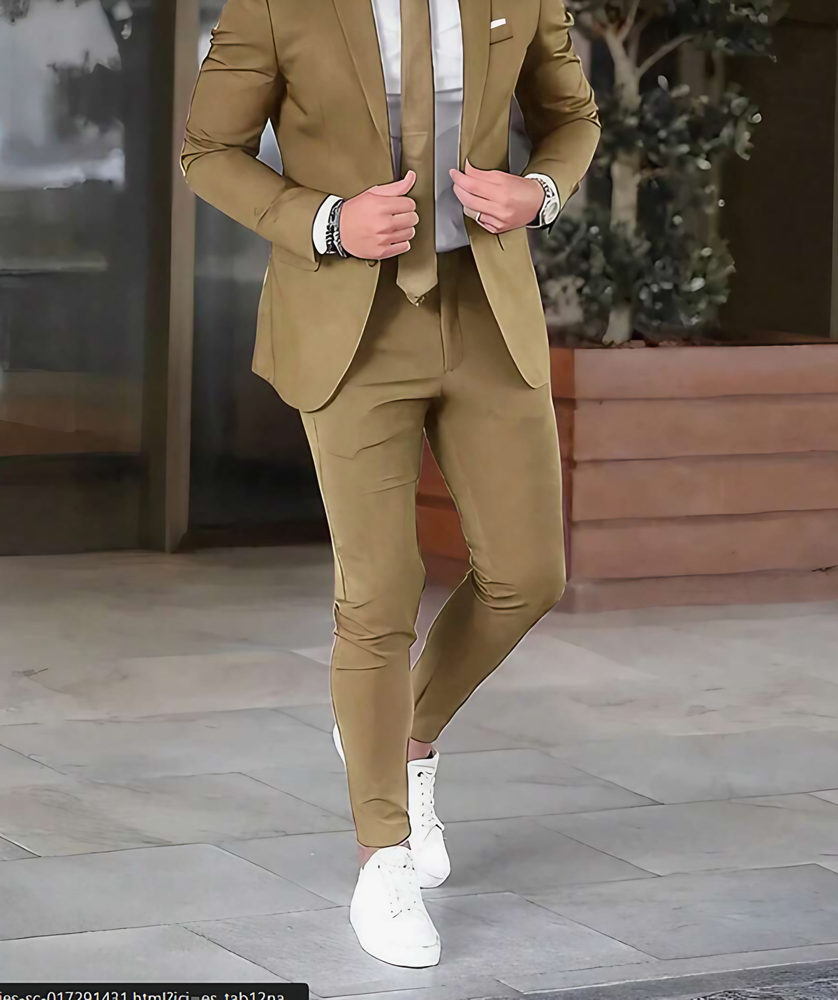 Costume homme deux pièces, veste structurée et pantalon, 13 coloris, kaki foncé