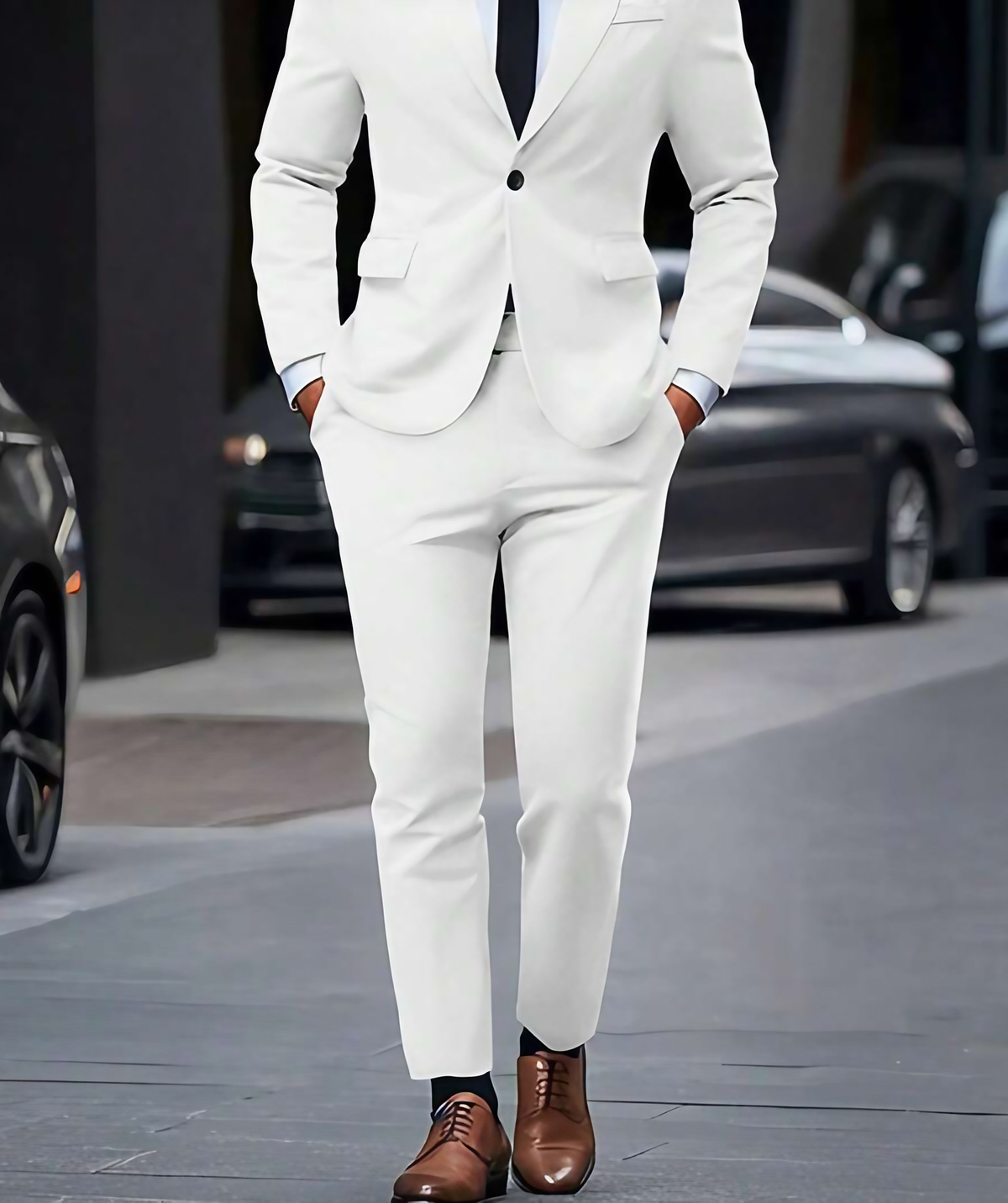 Costume homme deux pièces, veste structurée et pantalon, 13 coloris, blanc