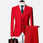 Costume trois pièces homme coupe ajustée, douze coloris, rouge