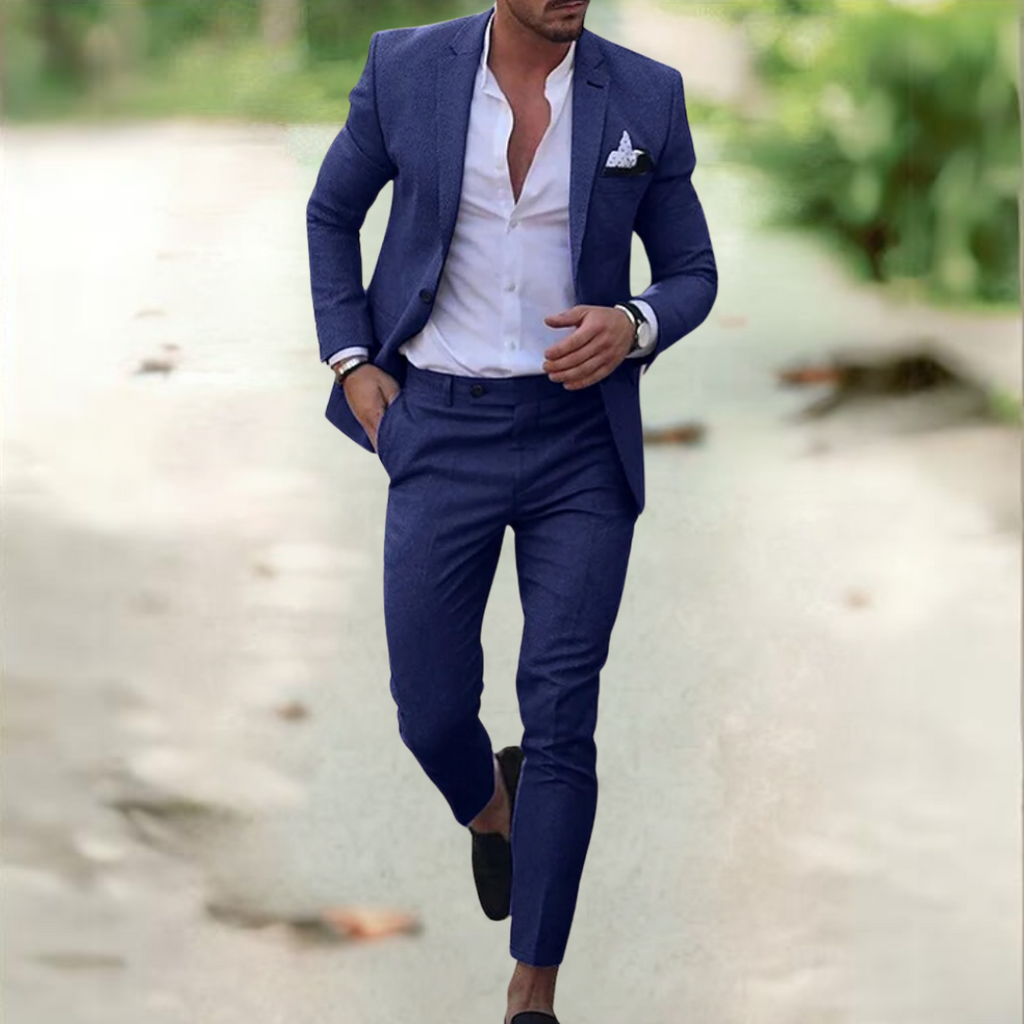 Costume homme veste et pantalon assortis, sept coloris, XXS au 3XL, bleu foncé