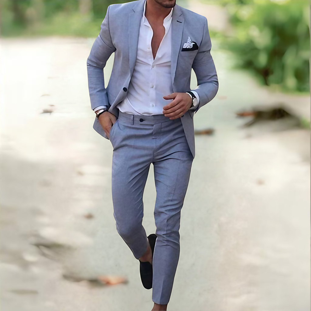 Costume homme veste et pantalon assortis, sept coloris, XXS au 3XL, gris