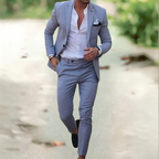 Costume homme veste et pantalon assortis, sept coloris, XXS au 3XL, gris