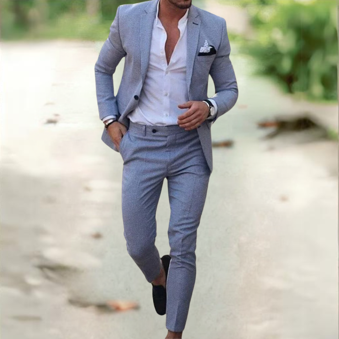 Costume homme veste et pantalon assortis, sept coloris, XXS au 3XL, gris