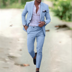 Costume homme veste et pantalon assortis, sept coloris, XXS au 3XL, bleu clair